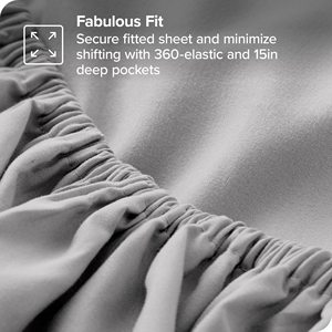 Light Grey Luxury Ultra-Soft Microfiber <strong>Double</strong> Brushed <strong>Deep</strong> Pockets <strong>Sheets</strong> Easy <strong>Fit</strong> 4 Piece Pillowcase Home Queen Bed <strong>Sheet</strong> Set - Product Image 3