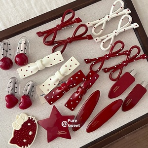 סיכות שיער אדומות לנשים בסיטונאות, קליפסים חמודים בצורת פפיון, אביזרים חדשים ומתוקים לילדים - Product Image 3