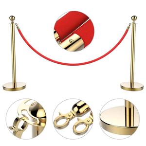 Sfera superiore corda controllo della folla palo d'oro barriera candeliere con corda rossa e montante - Product Image 3