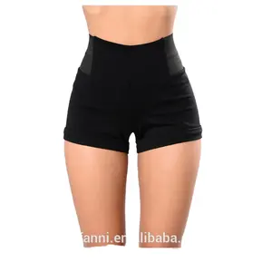 Short de Yoga à taille élastique pour femme, Sexy, avec ourlet à poignets, noir, été, 2020
