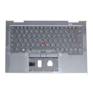 Ensemble clavier et repose-poignets 5M11H62418 pour Lenovo ThinkPad X1 Yoga 8e génération 21HQ 21HR, disposition allemande, rétroéclairé, gris, pièce de rechange - Product Image 1