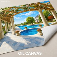 Mural de Pared Personalizado para Piscina, Lienzo al Óleo, Papel Tapiz Tropical para Piscina, Decoración de Pared a Medida para Hotel, Piscina, Spa, Resort