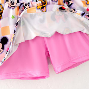 बच्चों को बाल लड़कियों के ग्रीष्मकालीन चरित्र प्रिंट आस्तीन के साथ स्कर्ट सेट स्ट्रेची नरम पोशाक - Product Image 4