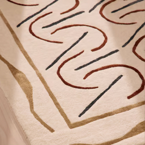 Tappeto moderno minimalista <span class=keywords><strong>su</strong></span> <span class=keywords><strong>misura</strong></span> in lana; Linea Beige Vintage francese geometrica per cabina armadio comodino camera da letto - Product Image 3