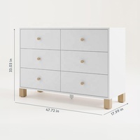 Commode blanche à 6 tiroirs pour chambre d'enfant Commode table à langer en bois pour bébé