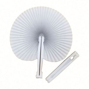 Fairy Blank White Heart Shape Folding Handheld Paper Hand Fans Plastic Handles Customized Colors DIY Painting for - Product Image 2