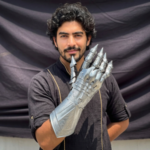 Medieval Knight Gauntlet <b>Silver</b> Plated Stainless Steel Armor <b>Glove</b> Antique Style Cast Metal Craft - Product Image 1