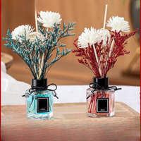 Diffuseur de parfum à bâtonnets de fleurs séchées 50 ml avec nœud décoratif, huile essentielle longue durée pour la maison et la salle de bain