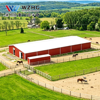 Manège équestre avec structure en acier préfabriqué et grand espace intérieur clair pour l'équitation professionnelle