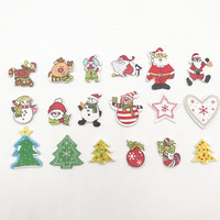 100 Buah Kancing Kayu Natal Ramah Lingkungan yang Dicat untuk Dekorasi Scrapbook Buatan Tangan DIY
