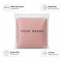 Sac à fermeture éclair coulissante givré avec logo personnalisé, pochette en plastique transparent mat pour vêtements, t-shirts, serviettes, emballage réutilisable avec fermeture éclair coulissante