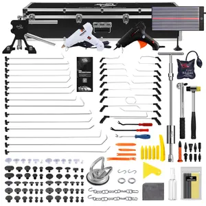 Kit de Herramientas para Reparación de Abolladuras de Automóviles, con Luz LED, Gancho, Varilla, Martillo para Extraer Abolladuras, Pistola de Pegamento, Herramienta para Levantar y Eliminar Abolladuras, Removedor de Abolladuras para Automóviles - Product Image 1
