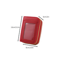 Dompet Mini Wanita Kulit PU Resleting Ganda Tempat Kartu Kredit Kecil Model Akordion Multi Slot Tempat Uang Tunai Koin Dompet Genggam untuk Wanita