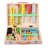 Caja de herramientas de reparación portátil para niños, juguetes educativos de dibujos animados para niños, rompecabezas, juego de reparación de madera para bebés, herramienta multifuncional