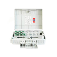 Kotak Distribusi Serat Optik FTTH 32 Core Putih IP65 PC+ABS Tahan Air untuk Luar Ruangan, Kotak Terminal Serat Optik dengan Adaptor SC dan PLC Splitter