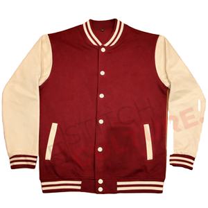Veste de baseball en molleton de coton personnalisée pour homme, veste avec patch brodé - Product Image 1