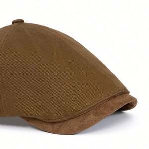 Gorro Boina Retro Estilo Japonés, Nuevo Modelo Otoño Invierno, para Hombre y Mujer, con Cuerpo de Pana y Visera de Gamuza - Product Image 3