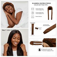 Bonnet en satin soyeux pour dormir, pour femmes, avec large bande réglable, pour locs, cheveux longs, tresses bouclées, réduit la friction, prévient les frisottis, vente en gros