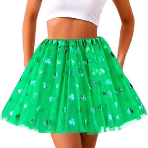 Disfraz de Carnaval Irlandés para Mujer y Niña, Falda Mini de Organza Verde Suave y Abultada, Día de San Patricio, Irlanda - Product Image 1