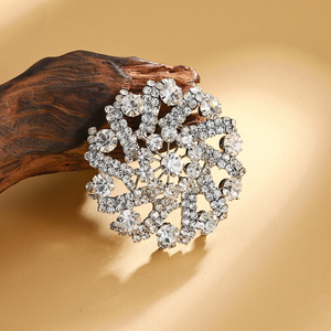 Broches Redondos de Cristal Transparente Chapados en Oro Brillante Directo de Fábrica, Ramos de Novia de Aleación de Cobre o Regalos de Fiesta para Mujer - Product Image 3