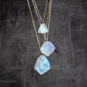 Belle donne gioielli S925 placcato <span class=keywords><strong>oro</strong></span> taglio <span class=keywords><strong>grezzo</strong></span> pietra di luna naturale pietra preziosa collana in argento - Product Image 3