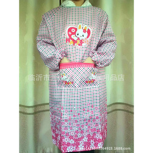 Tablier à manches en coton et lin à carreaux avec motif lapin, taille unique, pour la cuisine et l'usage domestique - Product Image 3