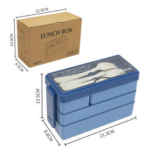 Nouvelle boîte à lunch en plastique de grande capacité de 1450 ml avec un ensemble de couverts, 3 étages, 4 compartiments, boîte à lunch bento pour micro-ondes, récipient de stockage alimentaire - Product Image 6