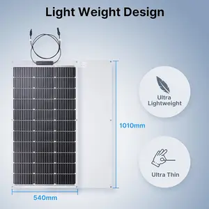 لوح طاقة شمسية بأفضل سعر لوح طاقة شمسية كهرضوئي ETFE لوح طاقة شمسية مرن وعالي الكفاءة أحادي 100 وات 120 وات 250 وات 300 وات لسطح القوارب