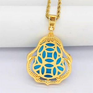 Ready to Ship Hiphop Maitreya Buddha 18k Gold Plated Jade Necklace <b>Iced</b> <b>Out</b> Jewelry - Product Image 2