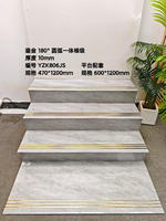 Carreaux d'escalier plaqués or de Foshan avec motif marbre rainuré, avec marche et contremarche (taille sur mesure)