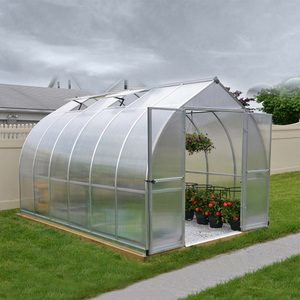 Small Cream Color Agricultural Single-Door Aluminum Garden <strong>Shelving</strong> <strong>Greenhouse</strong> with Two Poly Windows Easy Install - Product Image 3