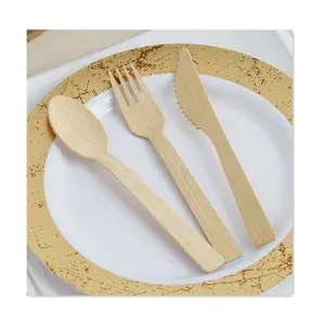 Set di posate in bambù usa e getta ECO Bamboo posate forchetta cucchiaio coltello per usa e getta