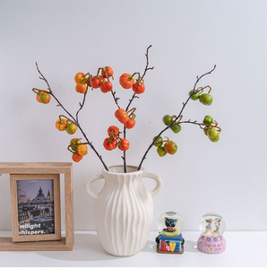 Fleurs de kaki simulées Branches Arbres fruitiers Nouvelles décorations de salon de style chinois Décoration d'<span class=keywords><strong>arbre</strong></span> de kaki de fruits rouges - Product Image 5