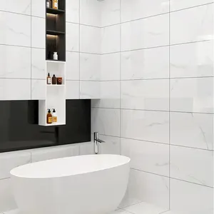 Modern White Glossy 300x600mm Porcelain Tiles Glazed Square Wall And Floor Tiles For Interior Use 300x600mm Size For Rooms