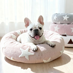 Cama para Gato em Forma de Donut Espessa e Redonda, <span class=keywords><strong>Plush</strong></span> Rosa, Tamanho Médio, Preenchida com Espuma para Uso Interno - Product Image 3