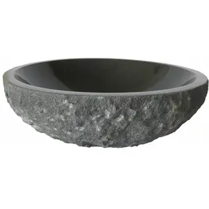 Modernes rundes Waschbecken aus Granit grau für Badezimmer dekor