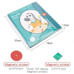 Tableau de division en bois Montessori, jeu de comptage mathématique, tuiles magnétiques de fractions, cercles, jouet éducatif pour enfants, vente en gros YR003 - Product Image 5