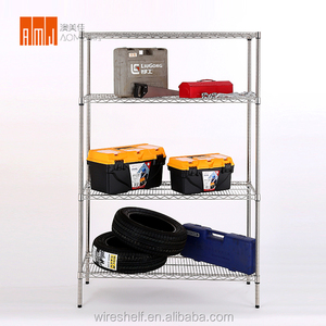 4 שכבה תצוגת מדפי נירוסטה חוט מתלה מדף יחידה עבור בית ומפעל - Product Image 5