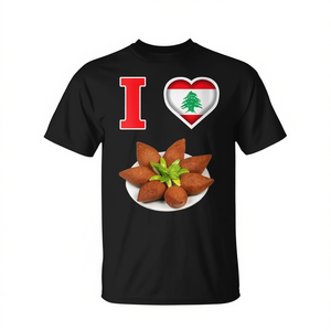 T-shirt « J'aime le Liban » avec drapeau et motifs culinaires pour les fans de la culture libanaise - Product Image 2