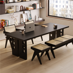 <span class=keywords><strong>Escritorio</strong></span> Moderno de Madera Maciza para Hogar u Oficina, <span class=keywords><strong>Escritorio</strong></span> Negro para Sala de Estar, Trabajo, Computadora, Lectura, Estudio, Caligrafía - Product Image 5