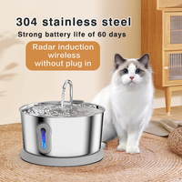 Fontaine à eau pour chien 4L en acier 304 avec double capteur radar, batterie 60 jours, IPX5, niveau d'eau, vente en gros OEM