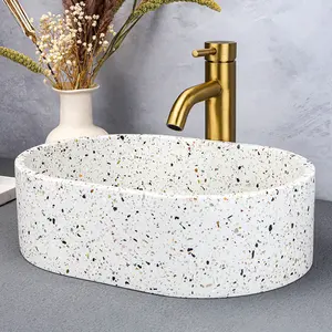 Hotel Villa commerciale bagno vanità pietra Color Terrazzo lavabili a mano ciotole cemento bancone bagno lavandini