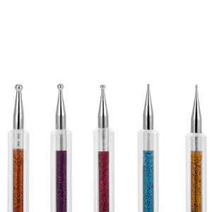 Lot de 5 stylos à double tête pour nail art, avec paillettes, pour la décoration florale, outils de perçage en plastique et métal - Product Image 4