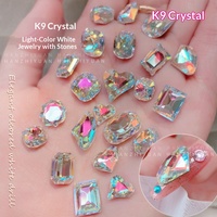 Aksesoris Seni Kuku K9 Crystal Diamond dengan Aurora Magic Mirror Finish Bentuk Persegi, Hati & Bulat Desain Warna-warni