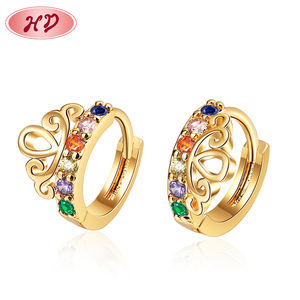 Accessoires pour femme, bijoux en gros, boucles d'oreilles plaquées zircone or 18k, <span class=keywords><strong>princesse</strong></span>, couronne, reine, boucles d'oreilles pour femmes et filles - Product Image 5