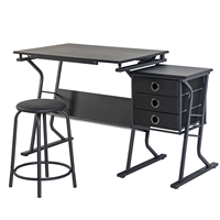 Table de bureau à dessin d'angle unique Chaise de bureau à dessin artisanal d'art