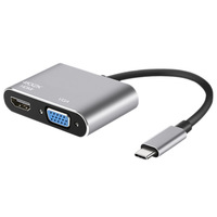 Adaptor Stasiun Dok 2-In-1 Tipe C 4K untuk Konverter VGA untuk Laptop/Tablet/Ponsel/Konsol Game Genggam USB-C Multiport