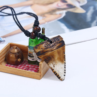 Collier vintage de style ethnique, réglable, avec pendentif imitation corne de bœuf, collier viking pour hommes et femmes, bijoux de plage, choker tribal en os
