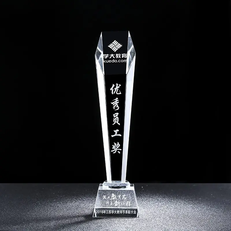 Wholesale Creative Beveled Hexagon Column Crystal Glass Trophy with Customized souvenir