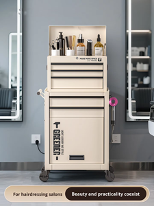 Barber Salon Leather <b>Tool</b> Cart Cabinet Mobile High-end Storage For Barber Shop And Hair Salon - Product Image 3